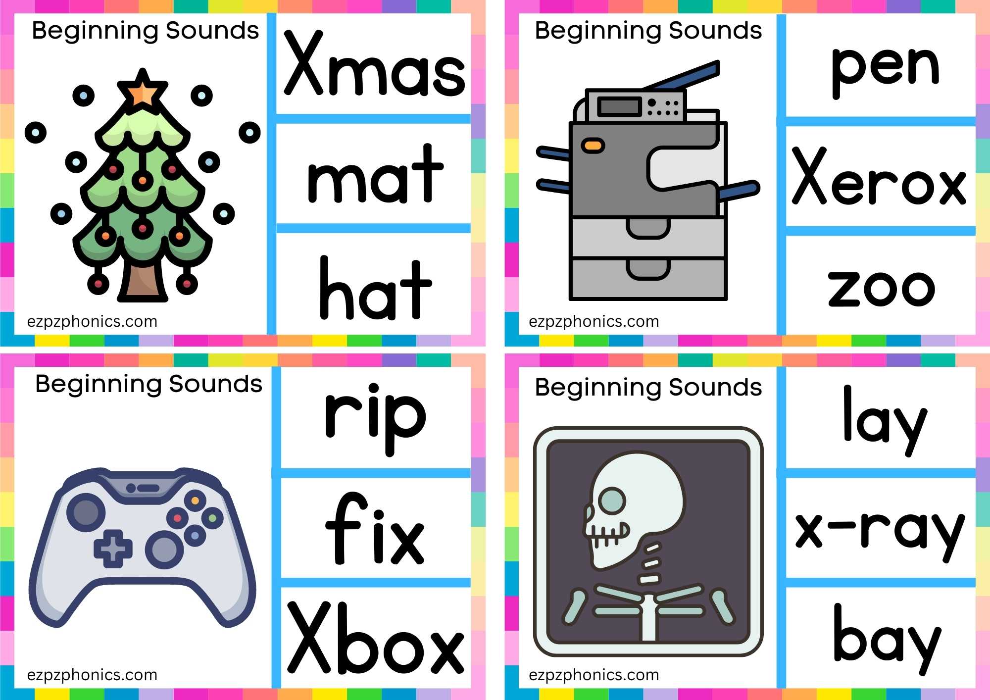 3 X Beginning Sound Clip Cards